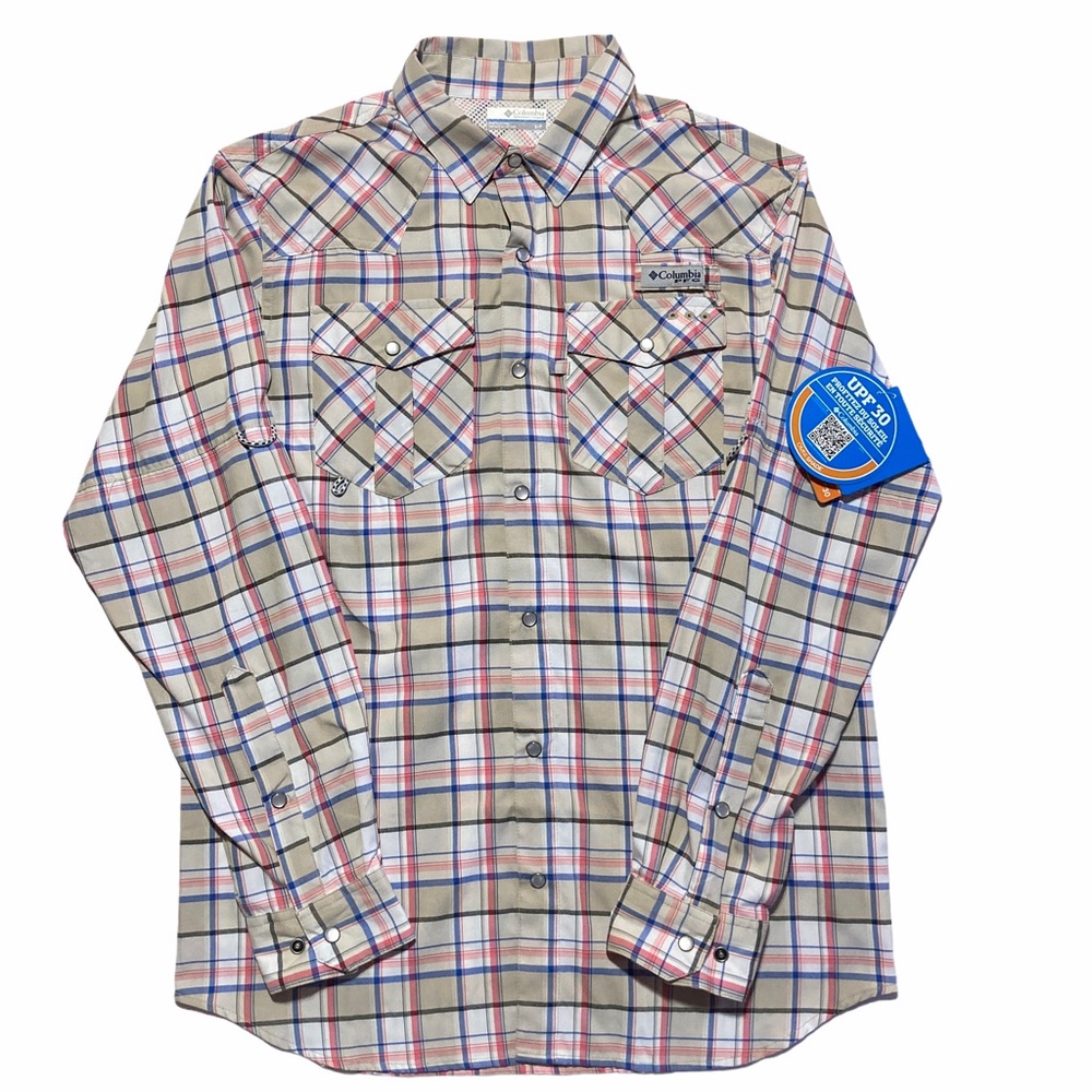 Columbia Pearl Snap PFG Plaid Western LS Shirt